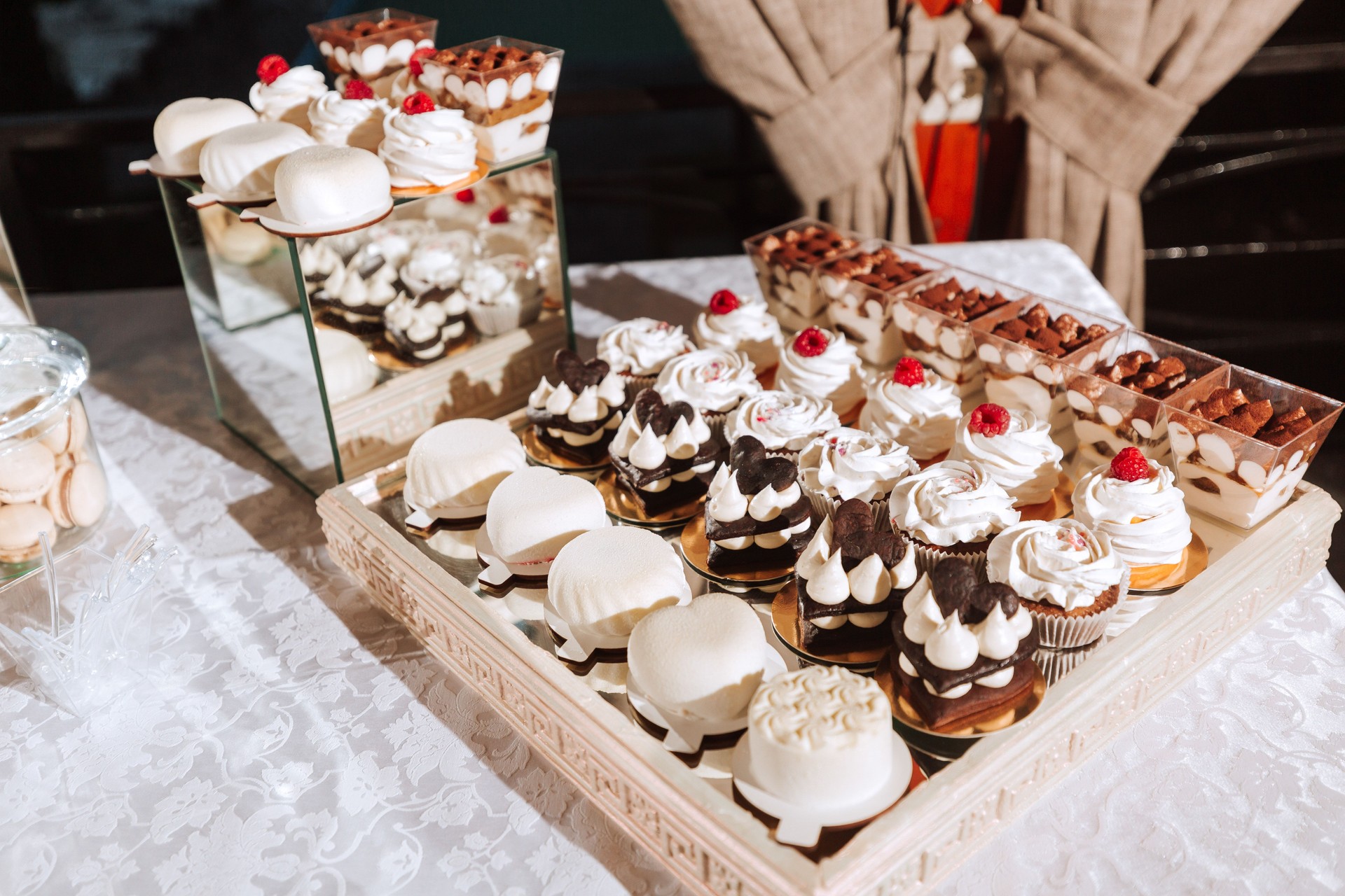 Festive dessert table with sweets. Wedding candy bar