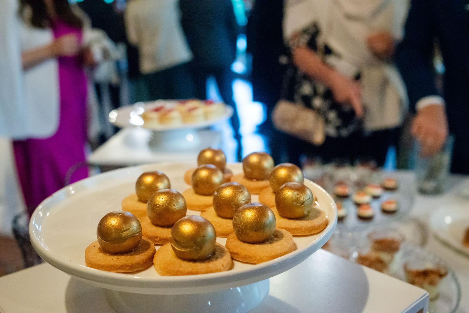 Elegant dessert display at a luxurious event